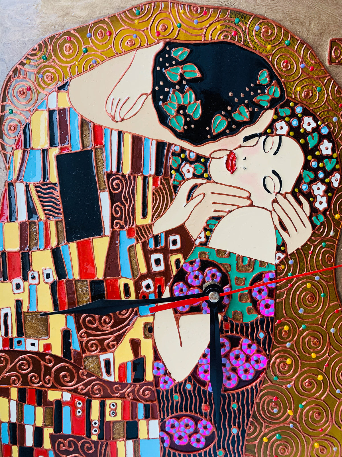 Klimt Kiss Square Clock